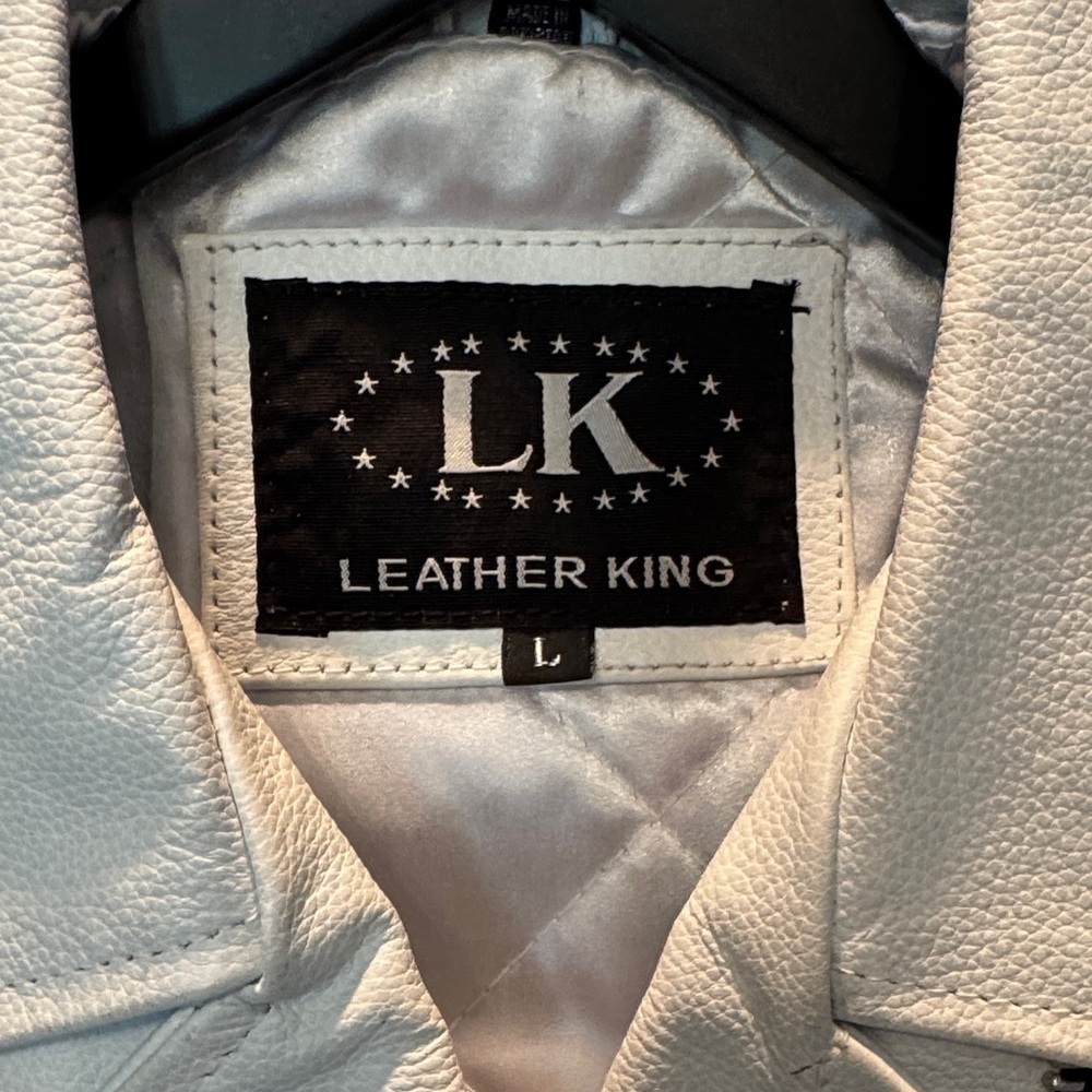 LK Women's White Leather Biker Jacket EUC L - Picture 2 of 15